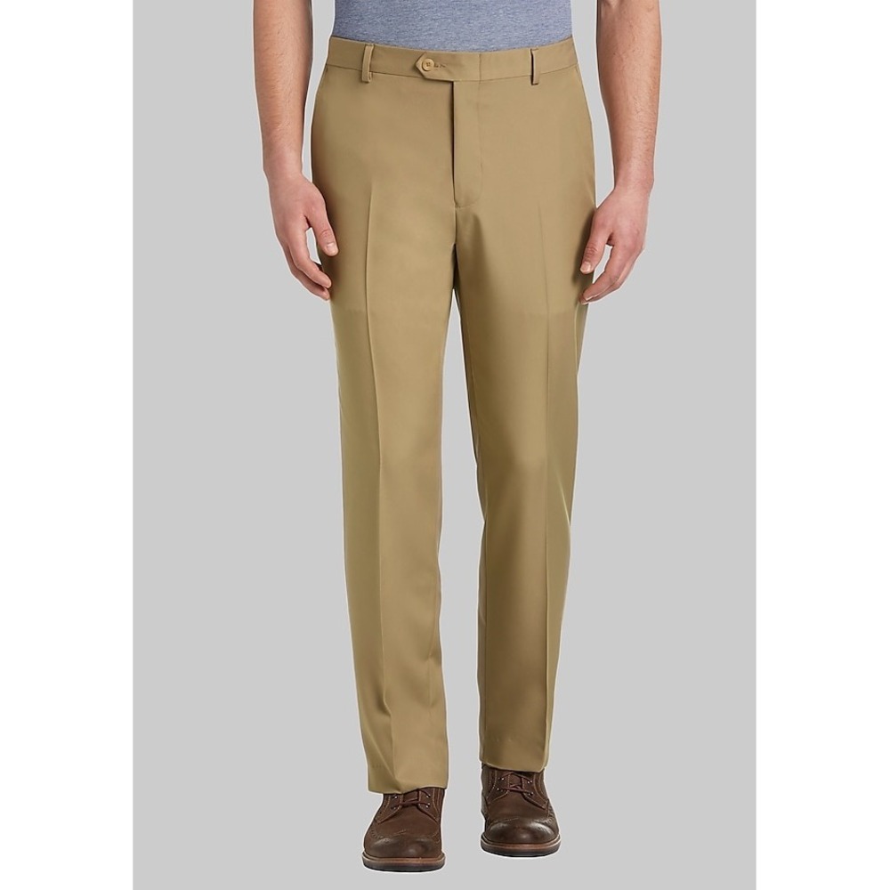 Jos. A. Bank Traveler Dress Pants Men 44x30 Khaki Tan Flat Front Performance NEW